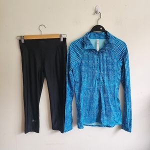 Under Armour quarter zip jacket fleece & Capri Leggings set.